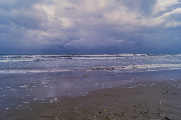 beach at blue hour on a bad weather day