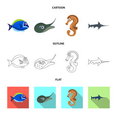 Naklejka premium Vector design of sea and animal logo. Collection of sea and marine stock vector illustration.