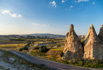 Cliffs of Cappadocia at sunset