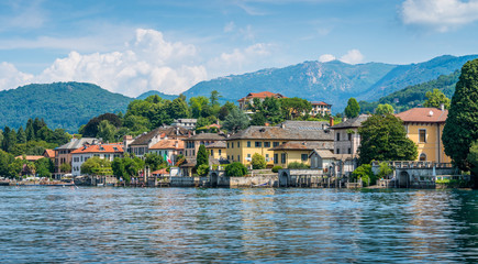 Fototapeta na wymiar Orta San Giulio waterfront, on Lake Orta, Piedmont, Italy.