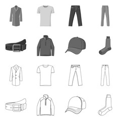 Vector design of man and clothing icon. Set of man and wear vector icon for stock.