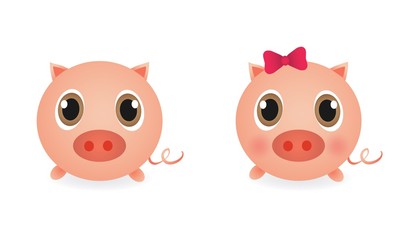 Fototapeta premium Cute male and female pigs, piglets