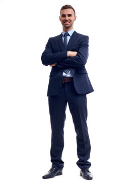 Full Body Of Young Handsome Business Man Isolated On White Background