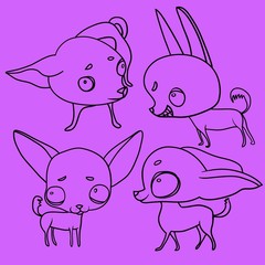 A set of stickers, characteristic poses of a small dog