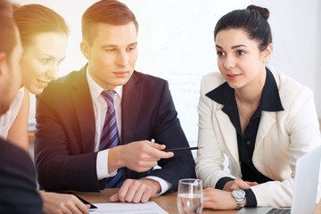 Business people at  meeting in office background. Successful negotiation of business team or lawyers