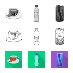 Vector design of drink and bar sign. Collection of drink and party stock symbol for web.