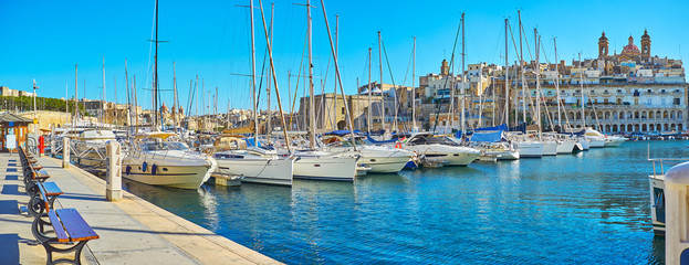 Panorama of dockyard of Birgu, Malta