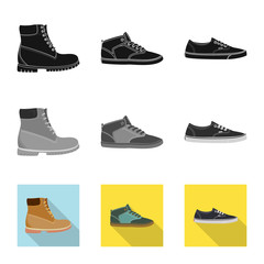 Isolated object of man and foot logo. Set of man and wear vector icon for stock.