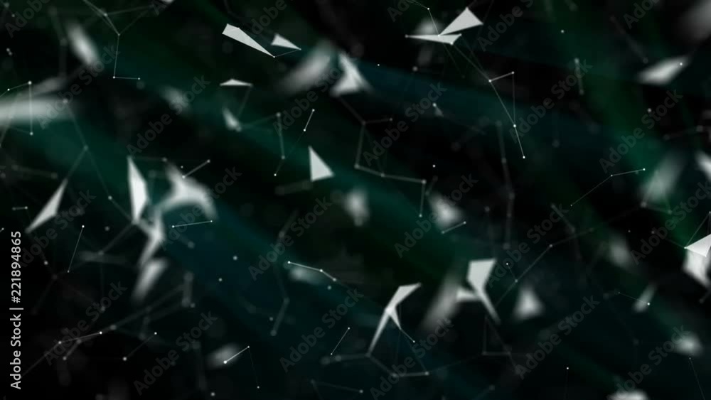 Poster translucent parts. depth of field. computer graphics of moving particles. animated background. seaml