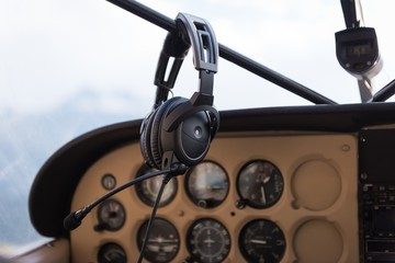 Aircraft Headset in cockpit