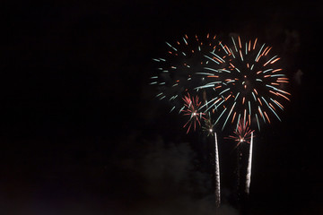 Colorful Fireworks display celebration. Fireworks light up the sky