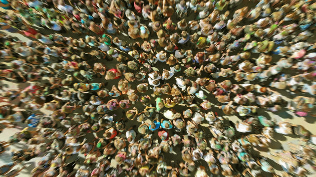 Aerial view of a people crowd