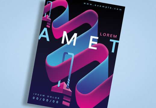 Event Poster Layout with Pink and Blue Elements