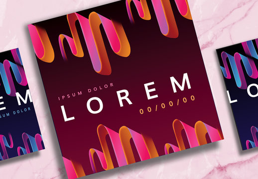 Social Media Post Layout Set with Curved Elements
