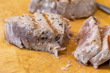 Chargrilled, seasoned tuna steaks