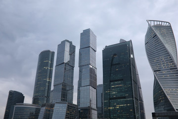 Fototapeta na wymiar Business center with high skyscrapers