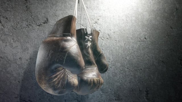 Boxing gloves on the wall. Animation with alpha channel.