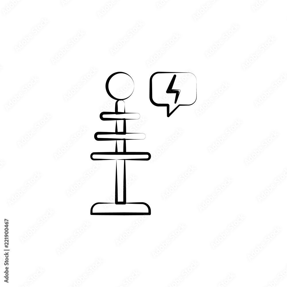 Poster tesla coil icon. element of mad science icon for mobile concept and web apps. hand drawn tesla coil 