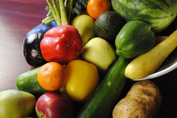 Over Bowl of Fruit & Vegetables