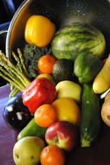 Over Bowl of Fruit & Vegetables