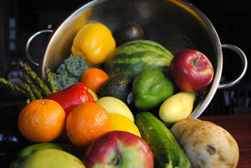 Over Bowl of Fruit & Vegetables