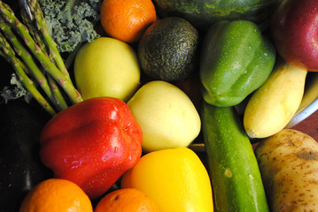 Over Bowl of Fruit & Vegetables
