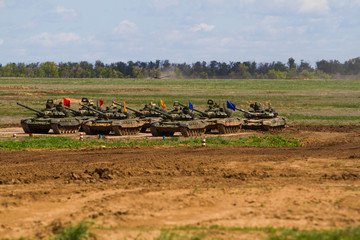 Army tank. Military training.