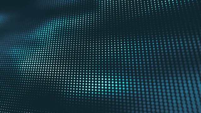 Digital waves in cyberspace. Technology and science motion background with light particles. Seamless loop.