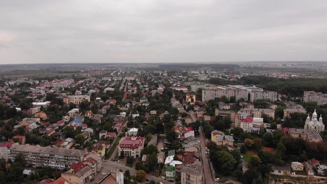 Aerial view of residential neighborhoods of Drohobych city, Ukraine