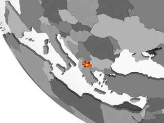 Macedonia with flag on globe