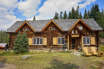 Skoki Ski Lodge, a National Historic Site of Canada, built in 1930 in the Skoki Valley of Banff...