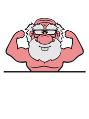 text schreiben rahmen alt opa großvater hornbrille bart bodybuilder stark muskeln training trainieren fitness sexy posen comic cartoon clipart