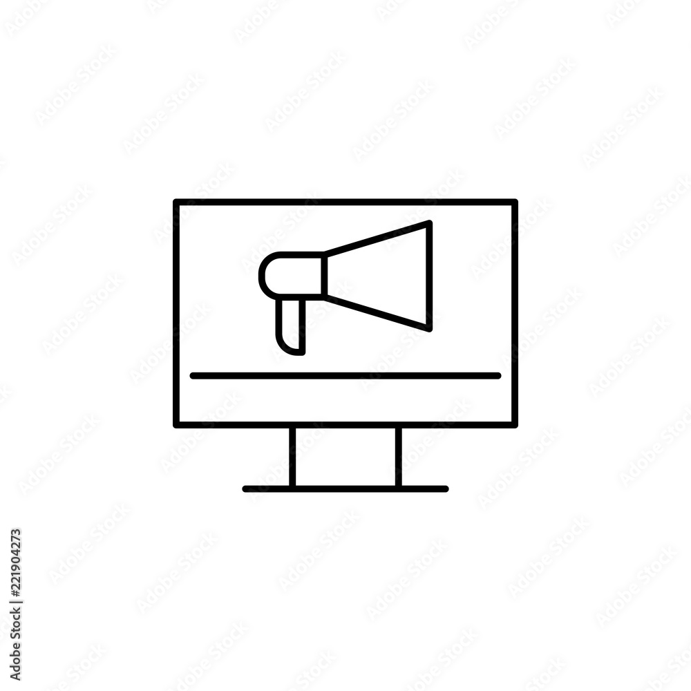 Poster online ad icon. element of seo and online marketing icon for mobile concept and web apps. thin line 