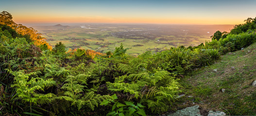 Cambewarra lookout at sunset in the summer, with Berrys Bay in the background