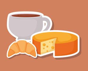 delicious cheese with coffee and croissant