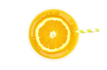 Papier Peint photo Lavable Milk-shake Freshly Squeezed Orange Juice in a Plastic Disposable Cup