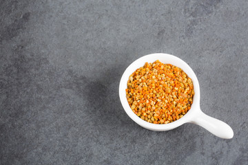 Golden bee pollen granules - Top view