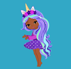 Illustration of a cute unicorn girl.