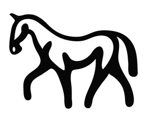 A logo of a walking horse.