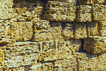 Vintage wall old brickwork, Old authentic city wall brickwork