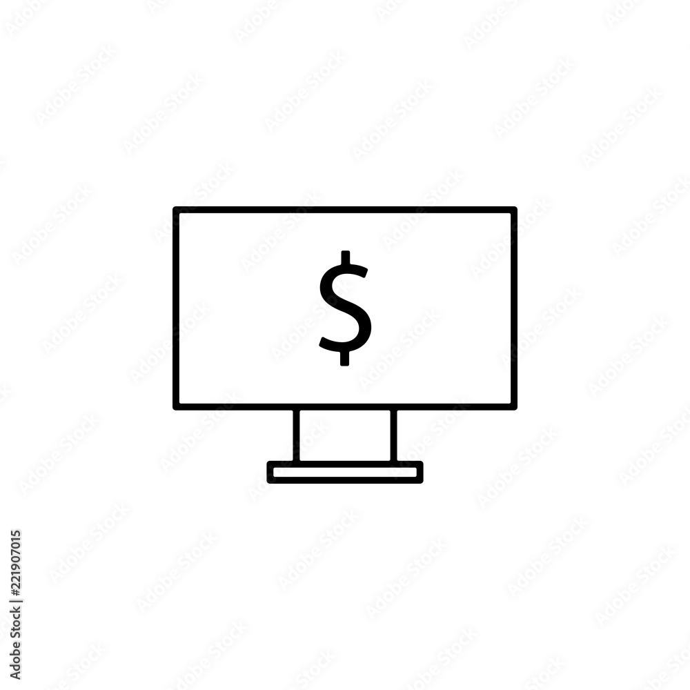 Poster monitor dollar icon. element of finance for mobile concept and web apps icon. thin line icon for web