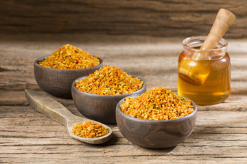 Bee honey and pollen grains - Top view