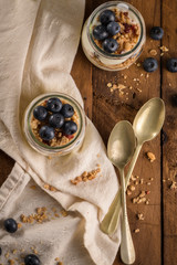 Yogurt parfait with blueberry and granola