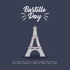 bastille day celebration card with eiffel tower