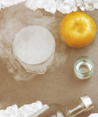 glass of vodka with orange