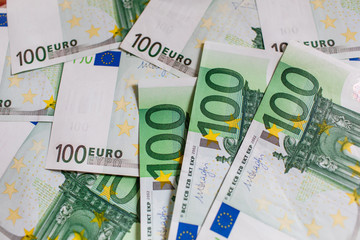 Euro Money. euro cash background. Several hundred euro banknotes