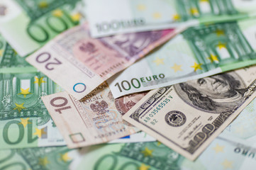 Obraz na płótnie Canvas Euro Money. euro cash background. Several hundred euro banknotes