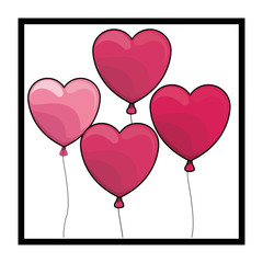 Fototapeta na wymiar Heart shaped balloon on frame colorful