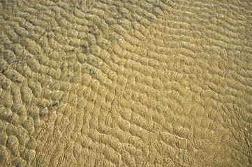 Rippled waters over beach sand background