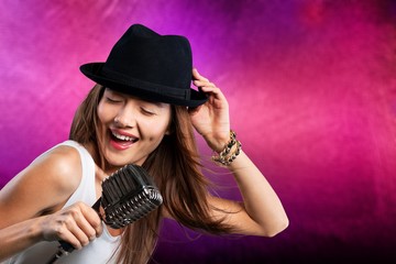 Elegant woman singing